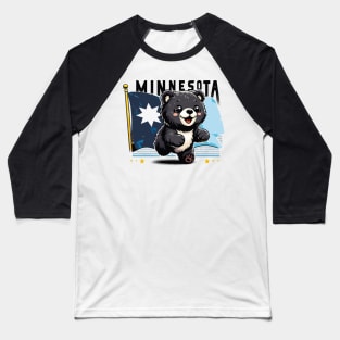 Cute Bear Waving the Minnesota Flag Baseball T-Shirt